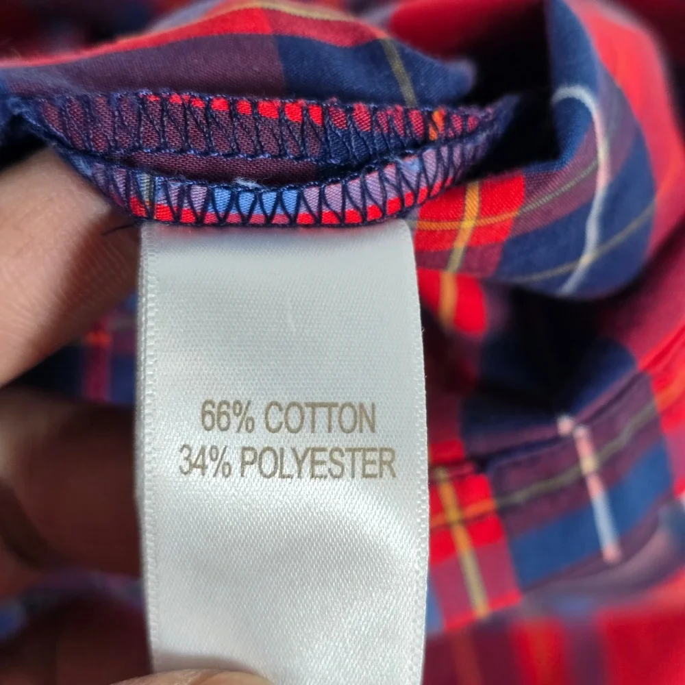 Alaskan Hardgear Plaid Short Sleeve Button Down Shirt 2XL Tall Men‎ Red Blue